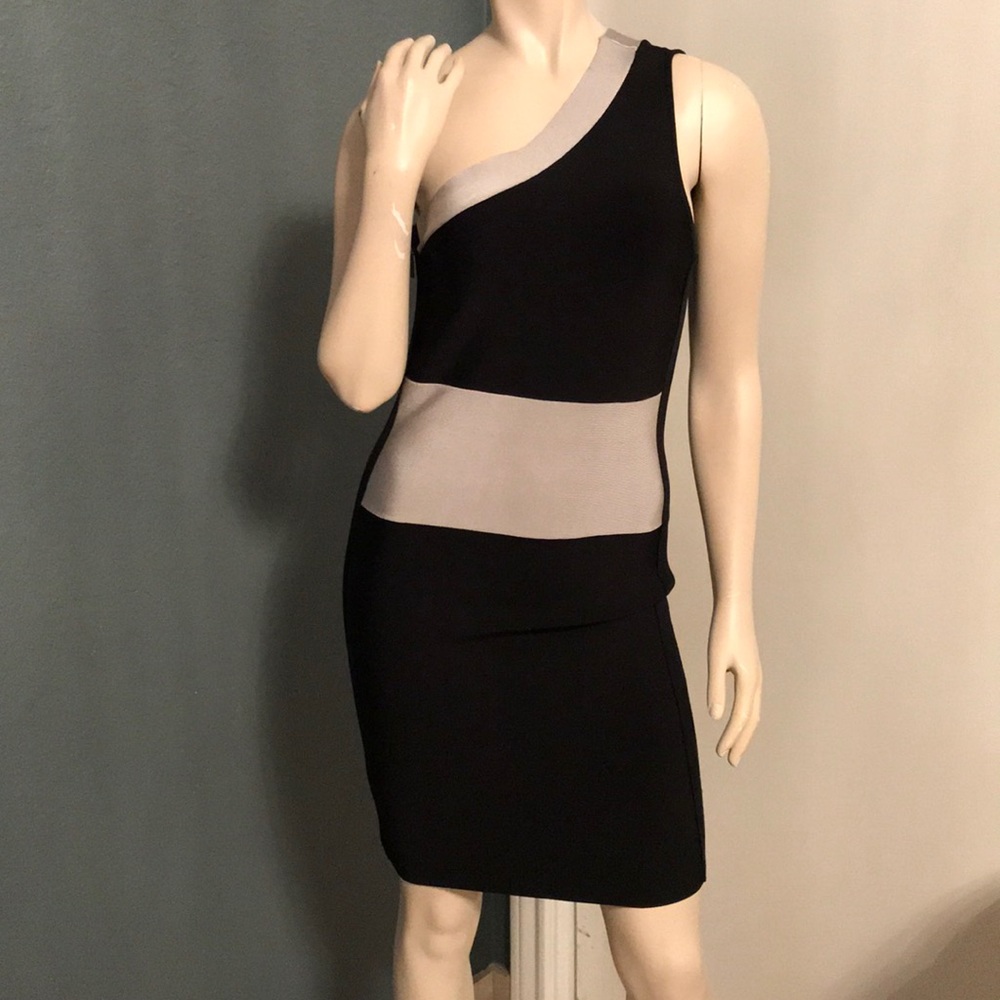 Black & Grey one shoulder dress